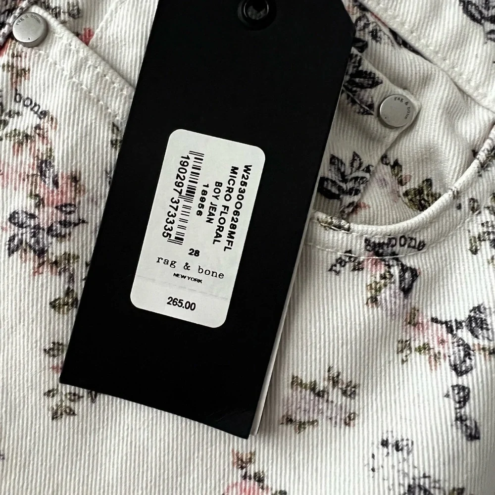 NWT Rag & Bone Micro Floral Boy High Waist Cropped Jeans sz 28 - Picture 9 of 9